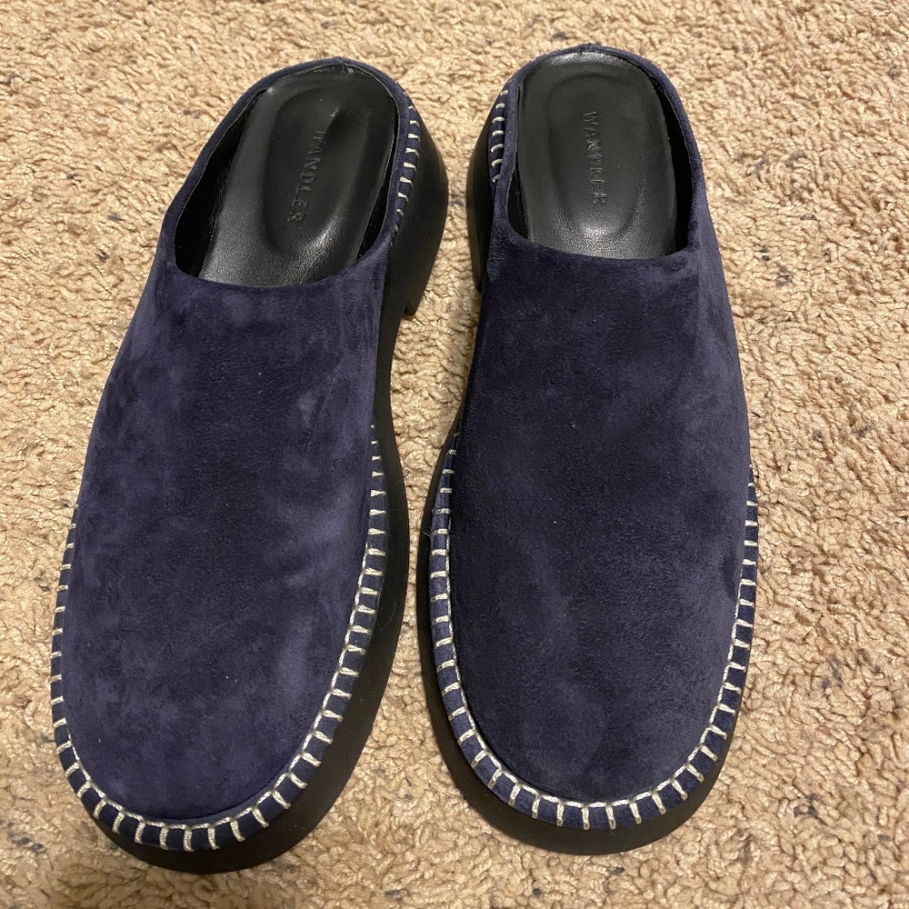 Wandler Rosa Navy Suede Mules size 8/UK 5  like new!